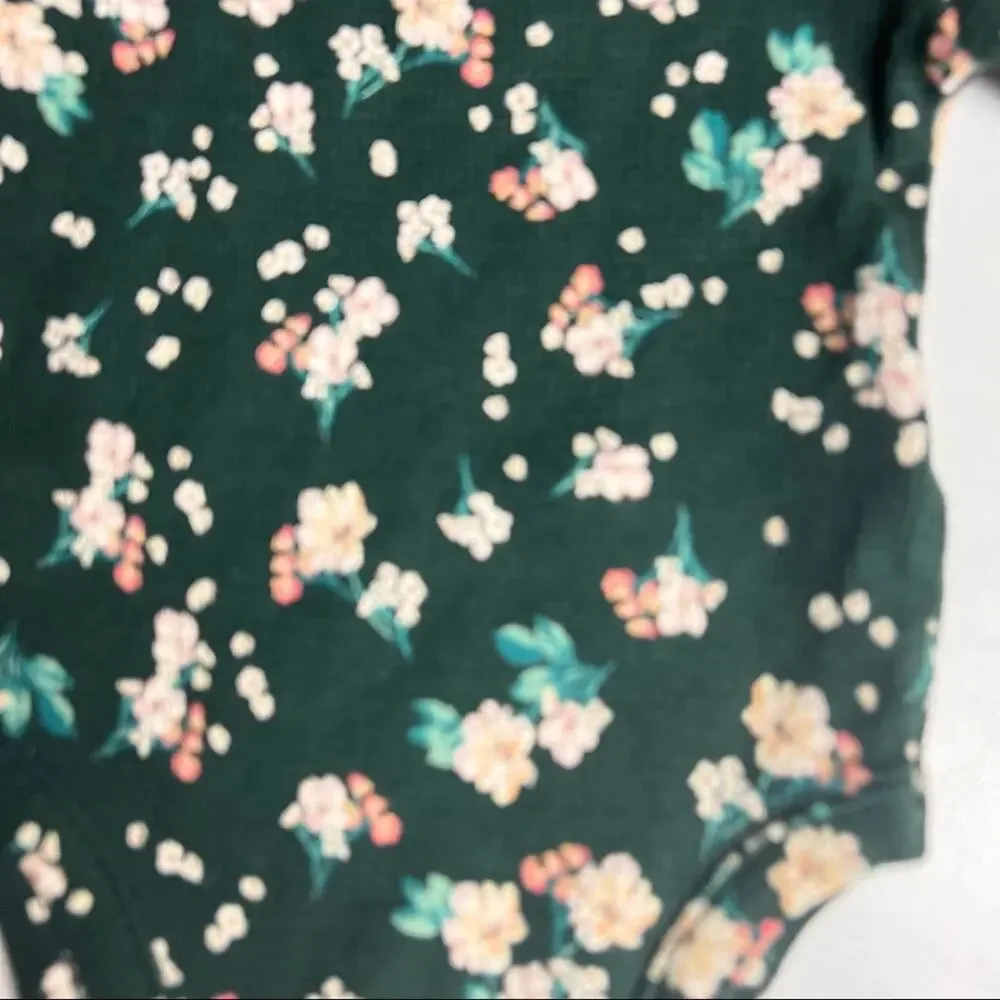 Old Navy Baby Long Sleeve Ruffle Trim Thermal Floral Print Bodysuit Sz 0-3M